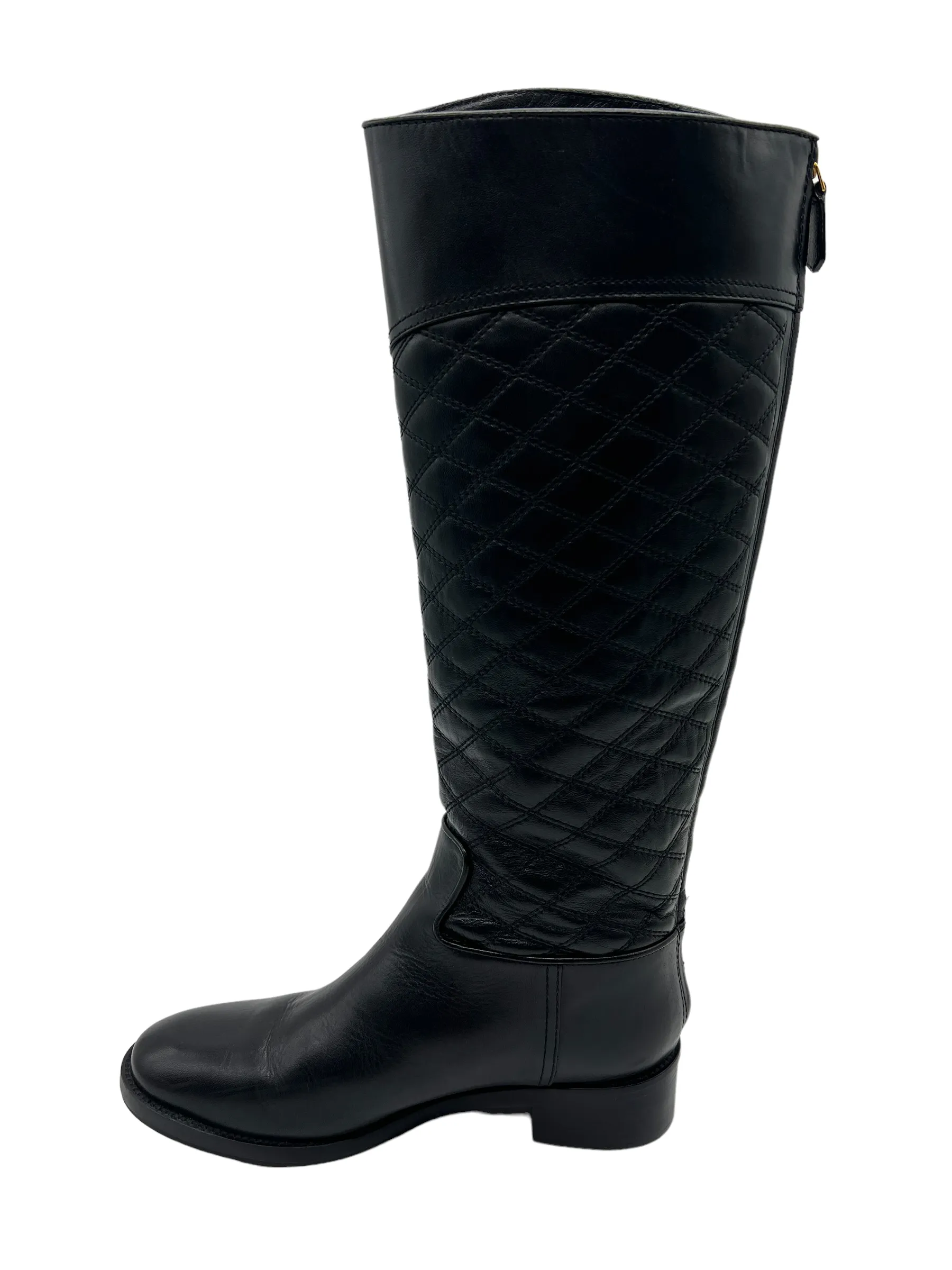 Tory Burch Black Leather Quilted Size 8 Claremont Boots