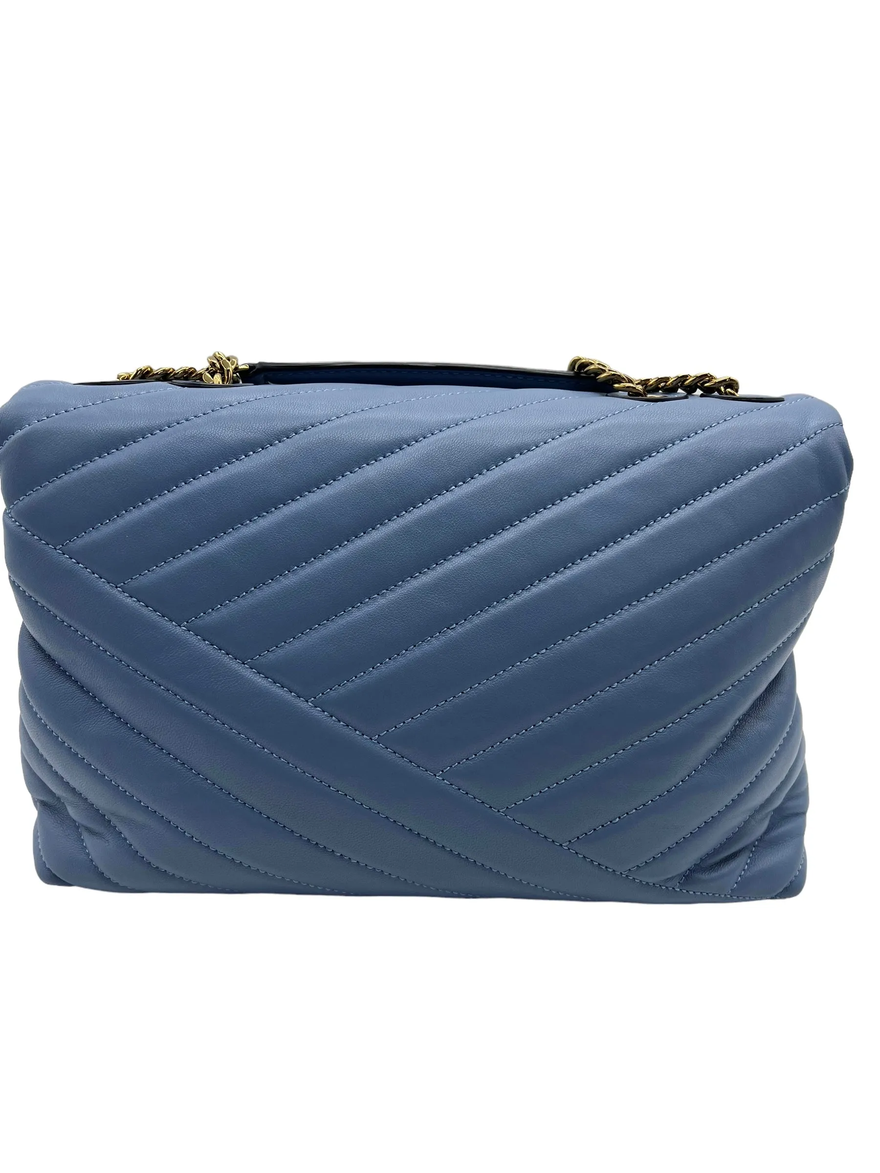 Tory Burch Blue Leather Kira Quilted Chain Shoulder Bag