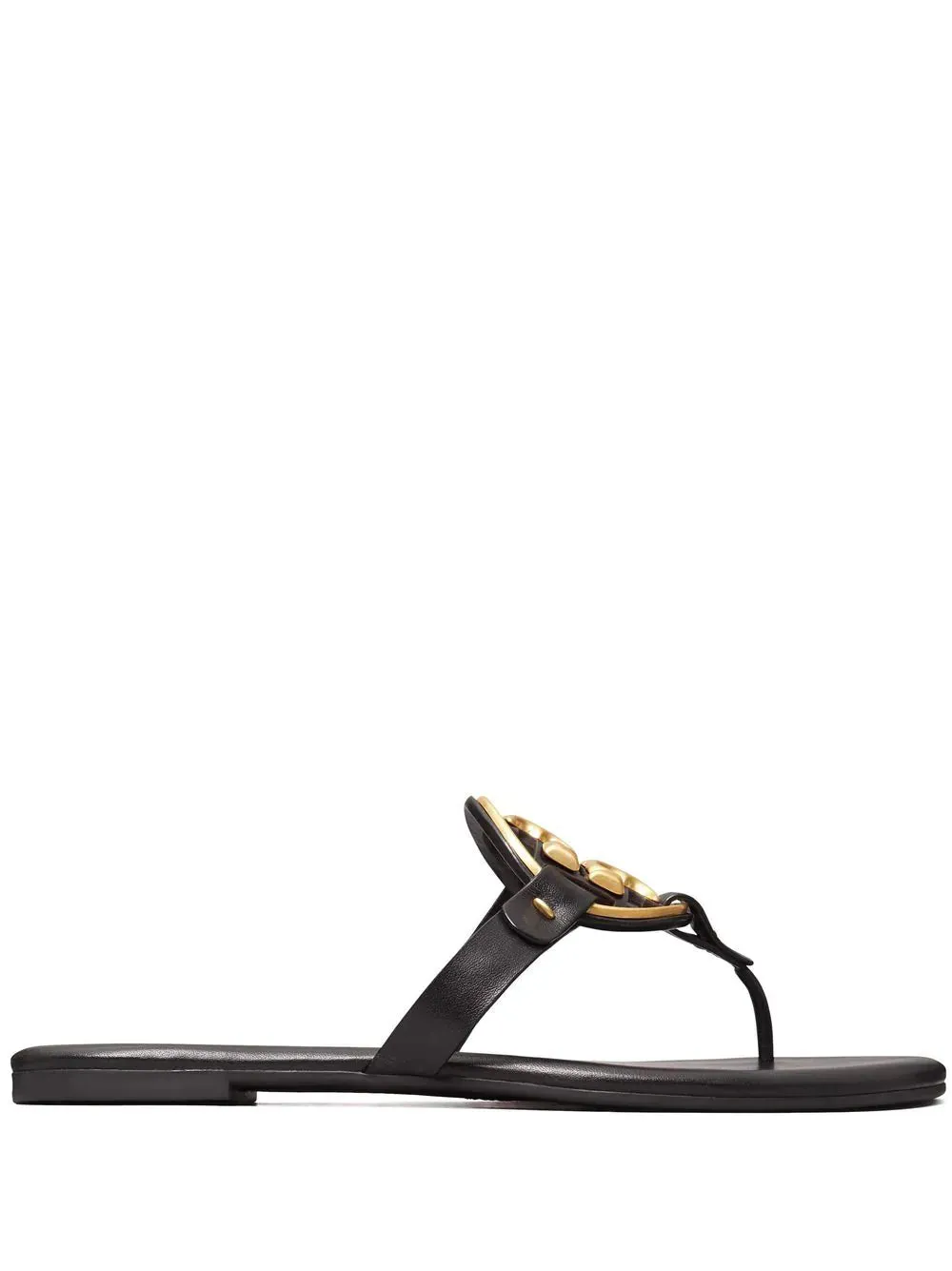 TORY BURCH METAL MILLER SOFT SLIDES IN BLACK