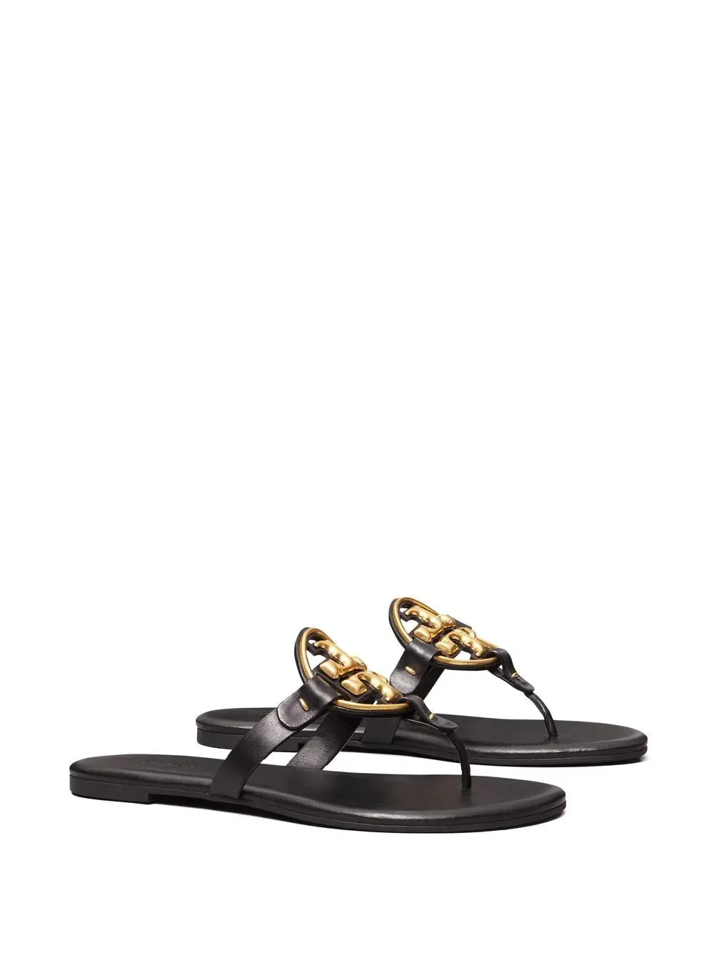 TORY BURCH METAL MILLER SOFT SLIDES IN BLACK