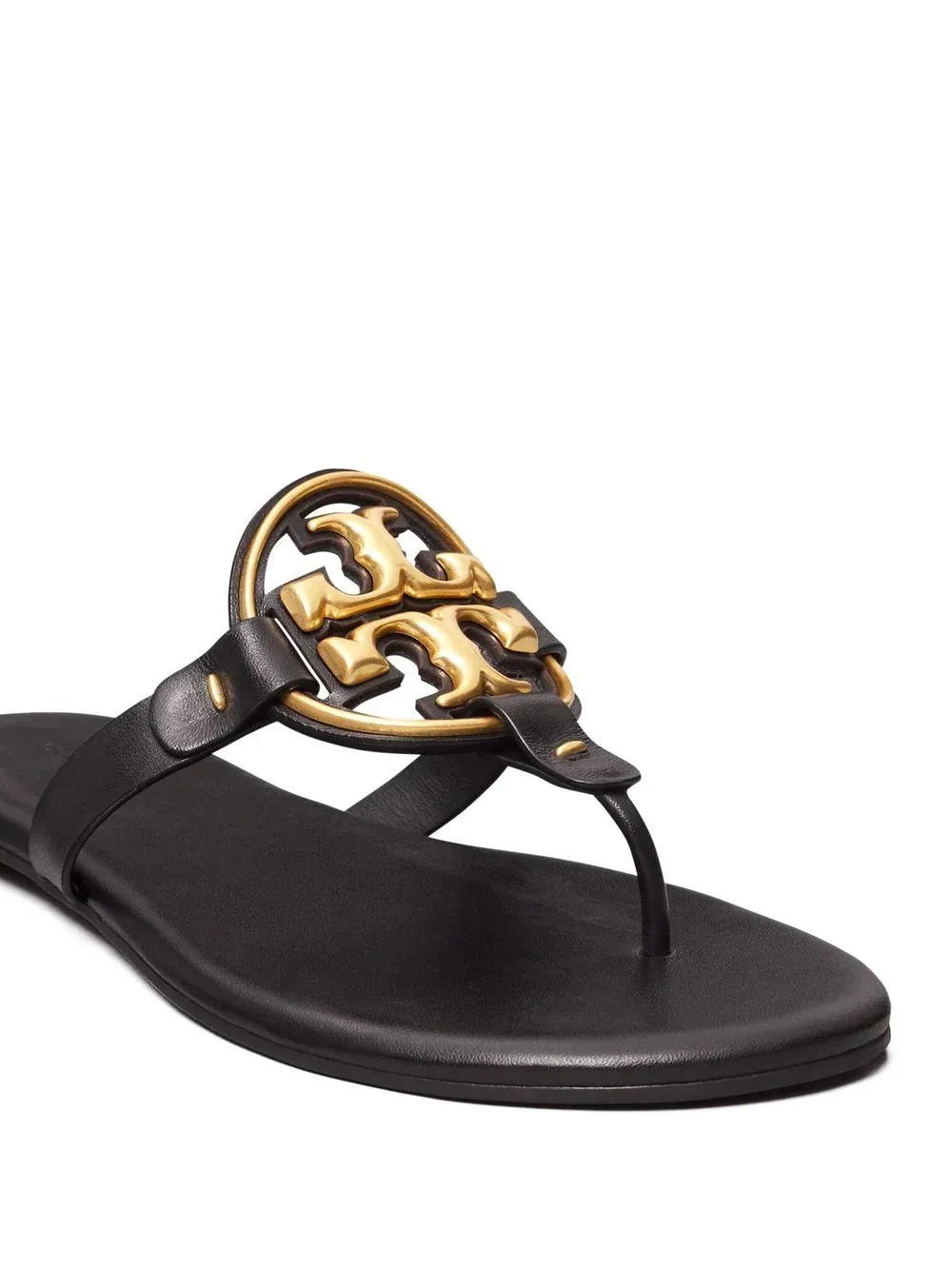 TORY BURCH METAL MILLER SOFT SLIDES IN BLACK