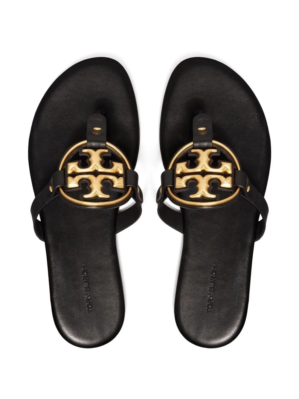 TORY BURCH METAL MILLER SOFT SLIDES IN BLACK