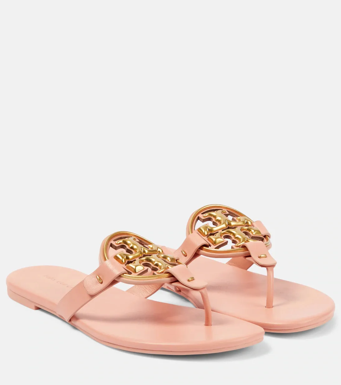 TORY BURCH METAL MILLER SOFT SLIDES IN PINK