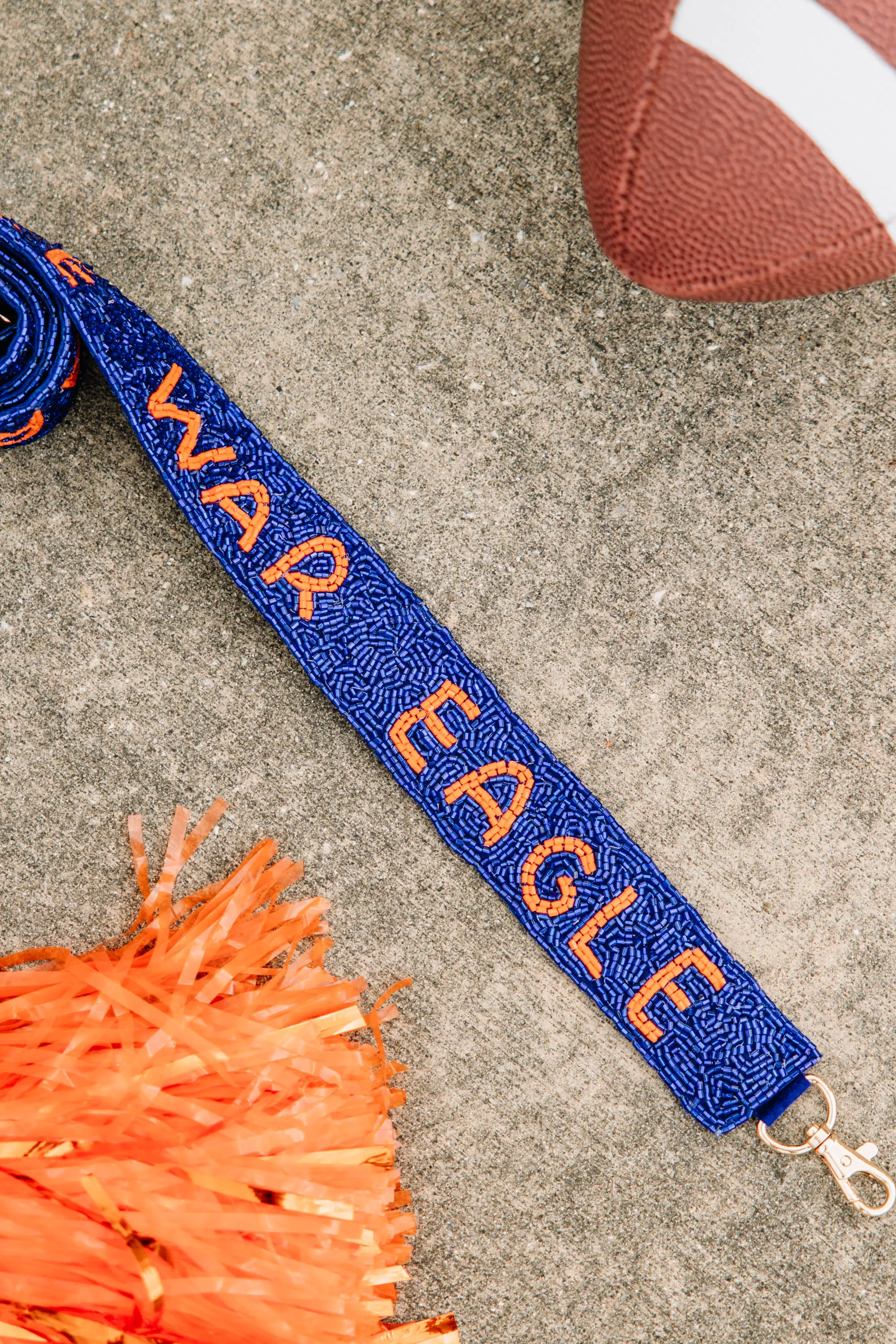 Treasure Jewels: Gameday Navy & Orange Beaded Purse Strap