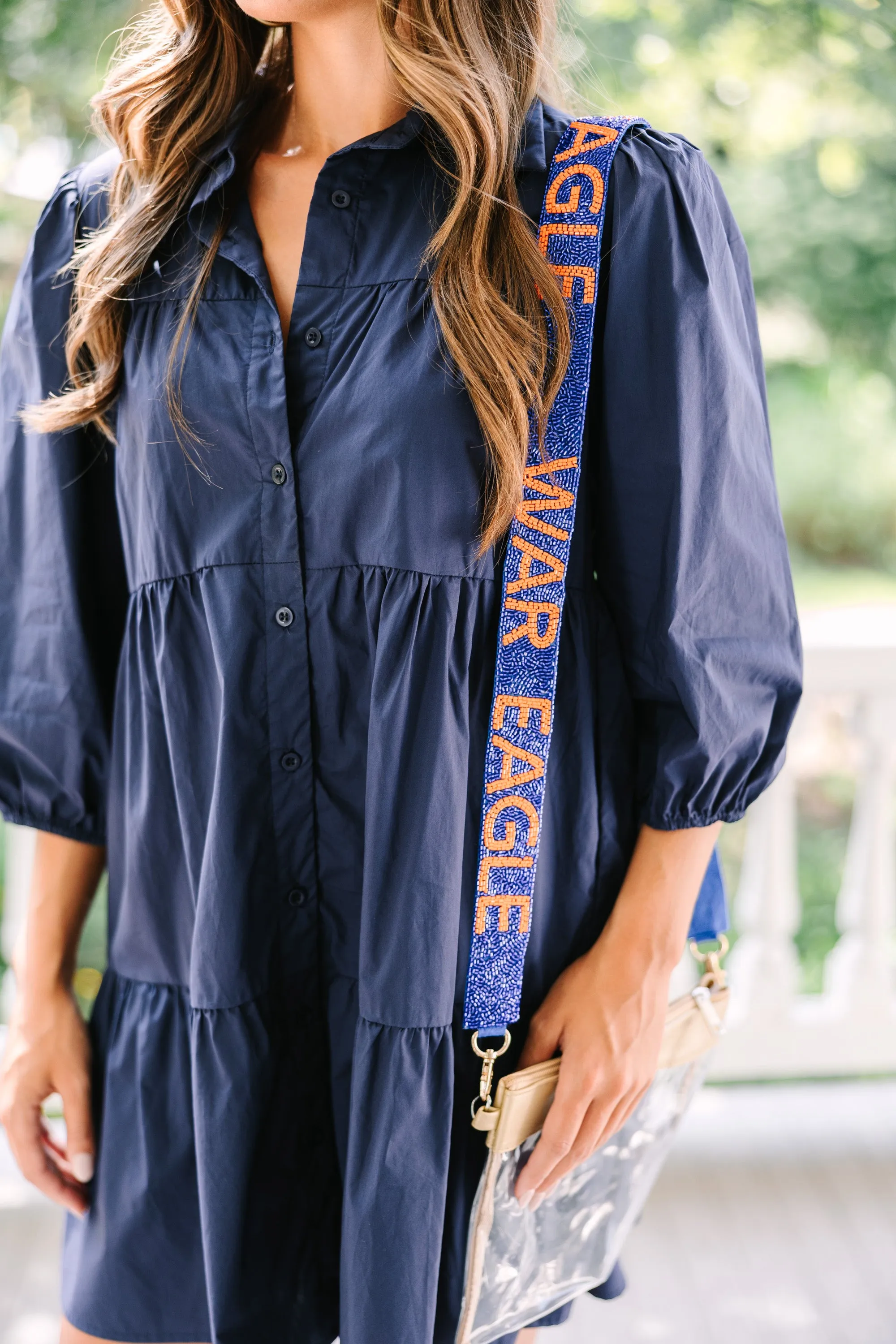 Treasure Jewels: Gameday Navy & Orange Beaded Purse Strap