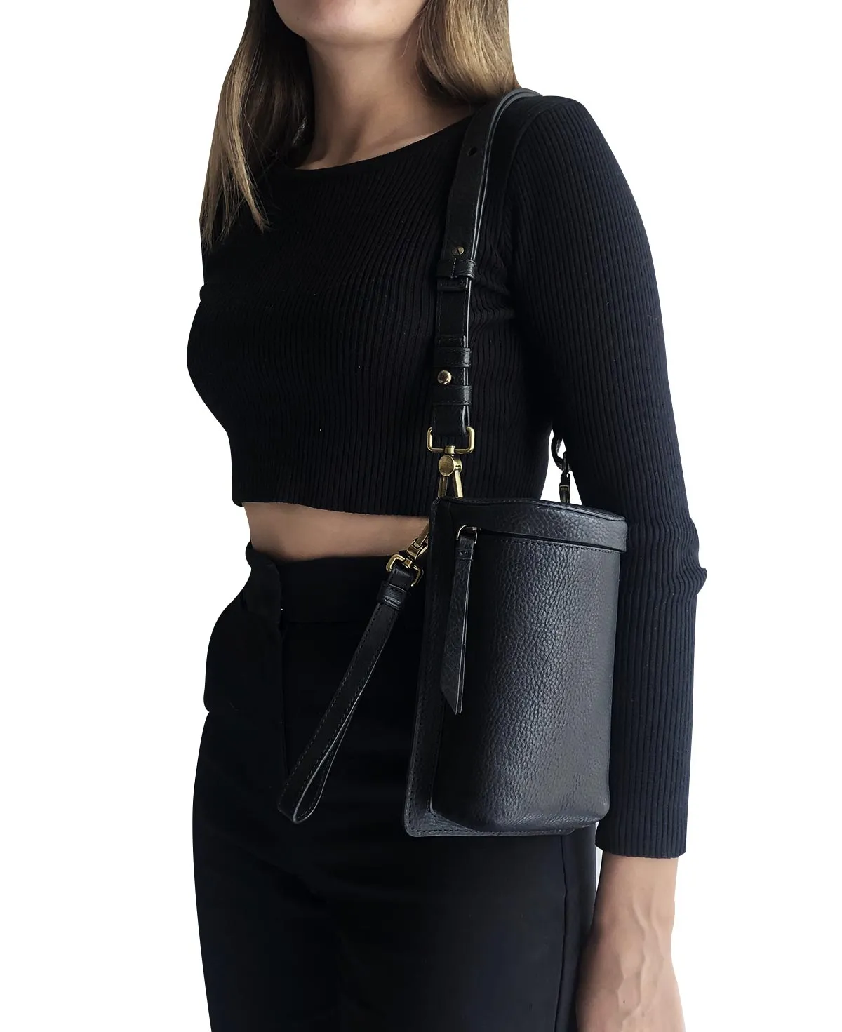 Uma Black Leather Crossbody Bag