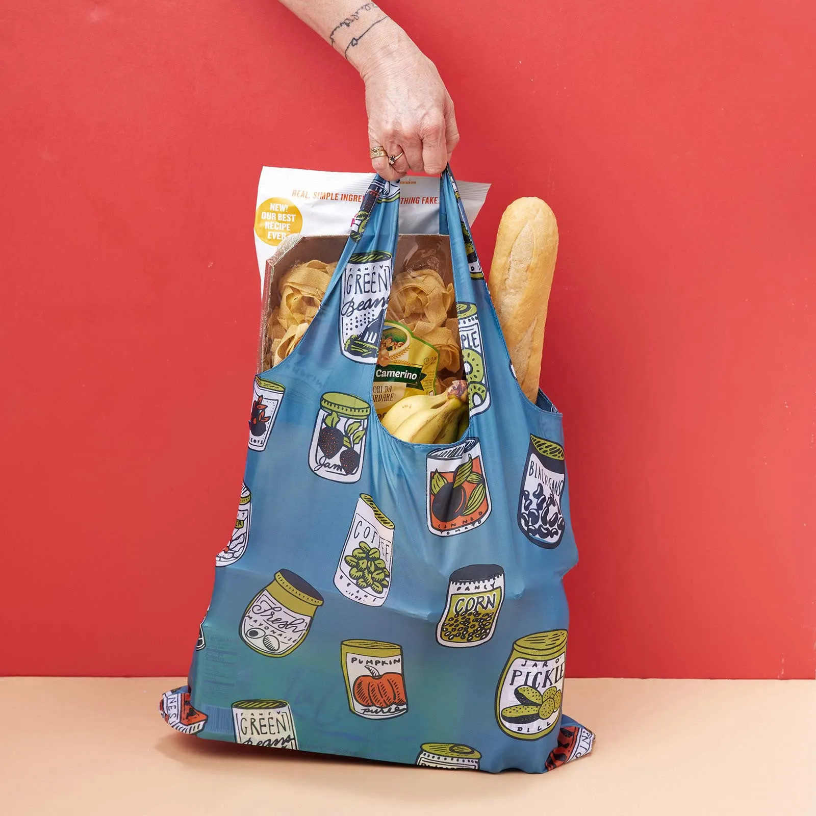 Vintage Pantry Blu Bag Reusable Shopping Bag - Machine Washable