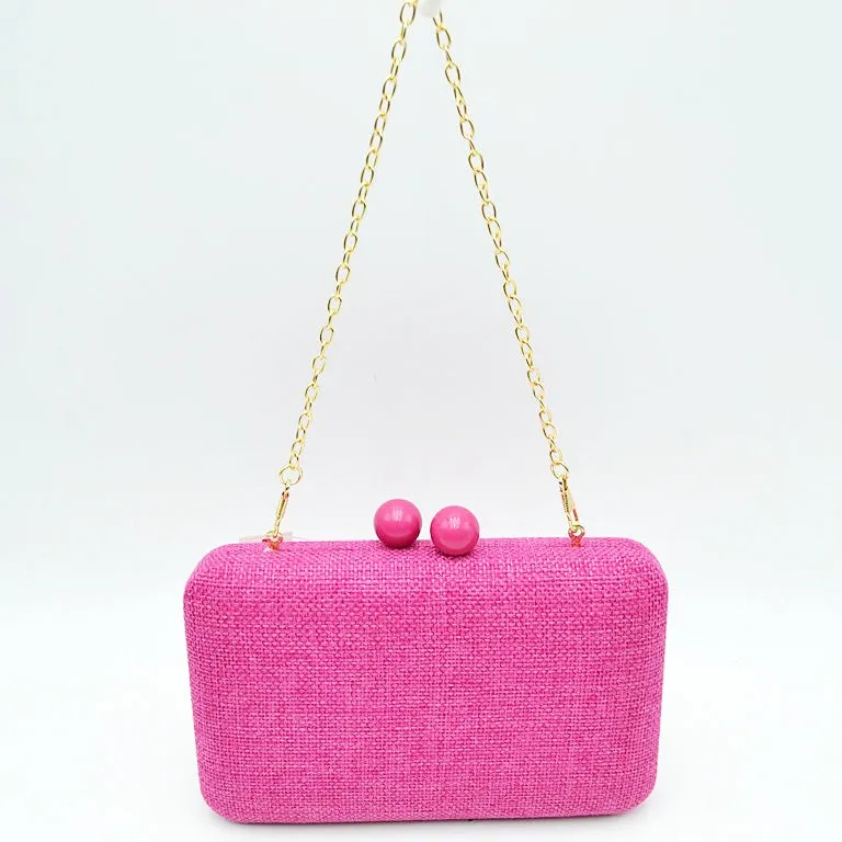 Woven straw clutch bag - rose