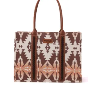 Wrangler Southwestern Print Wide Tote Bag Light Coffee